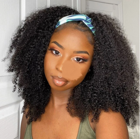 Black Women Non-Glue Human Hair Silk Curly Wig