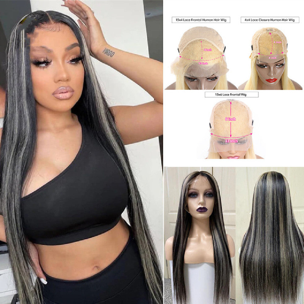 Piano Color Highlight P1bGrey Highlight Straight Wig Human Hair Wig