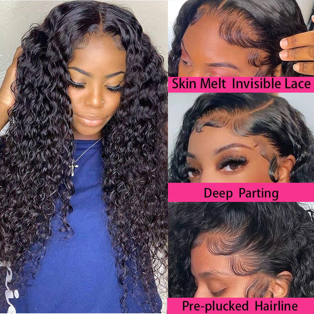 Deep Wave T Part Frontal Wig Human Hair Headgear